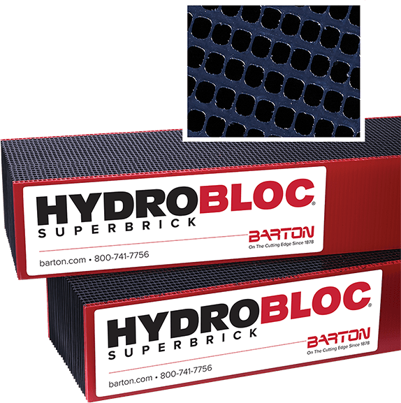 HYDROBLOC Superbricks with image inset showing laminated pattern.